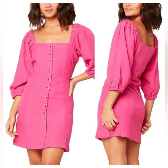 L* Space‎ Marina Cover Up Mini Dress In Bright Fuchsia Sz L - Picture 2 of 6